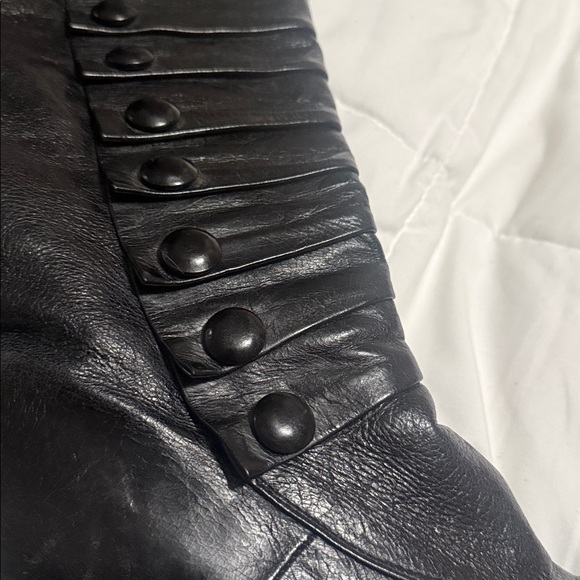 Easton Black Buttoned Heeled Boots - Picture 3 of 12